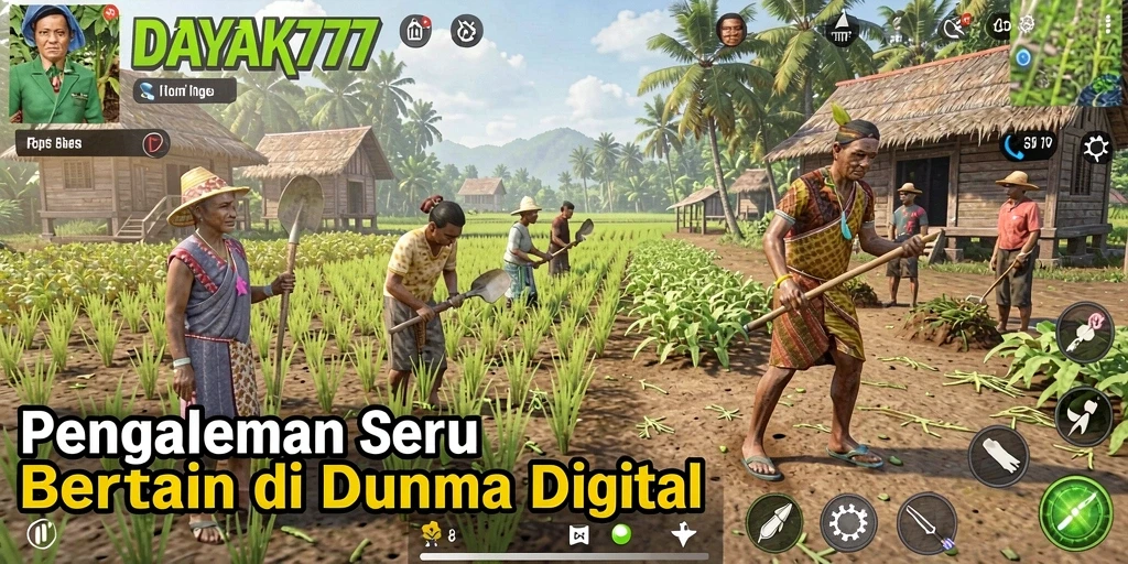 Screenshot gameplay <strong>DAYAK777</strong> menunjukkan aktivitas bertani yang seru dan interaktif.