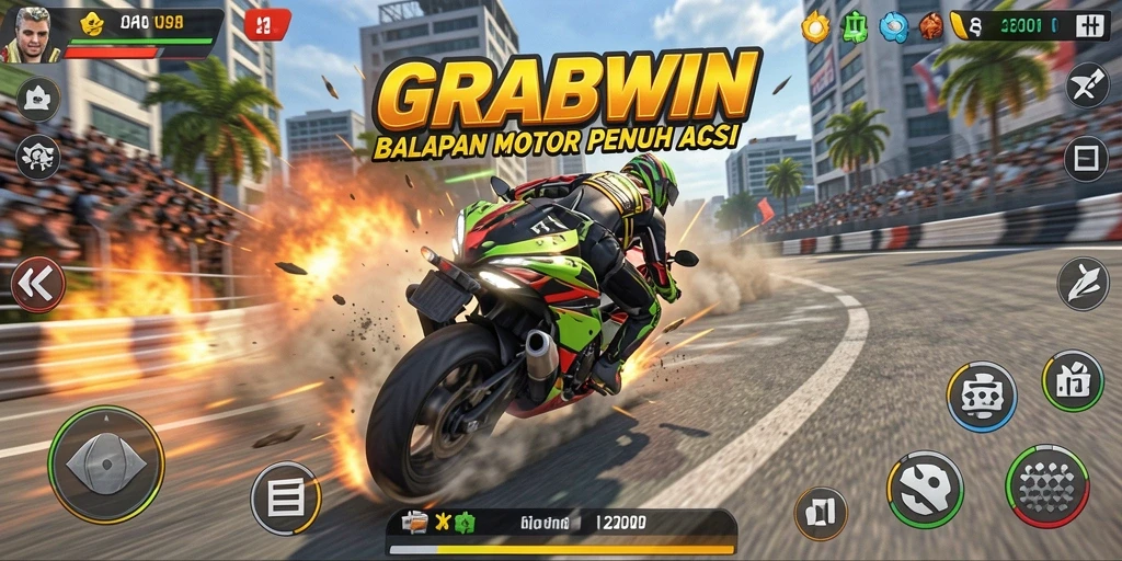 Tampilan gameplay seru dalam balapan motor yang menegangkan.
