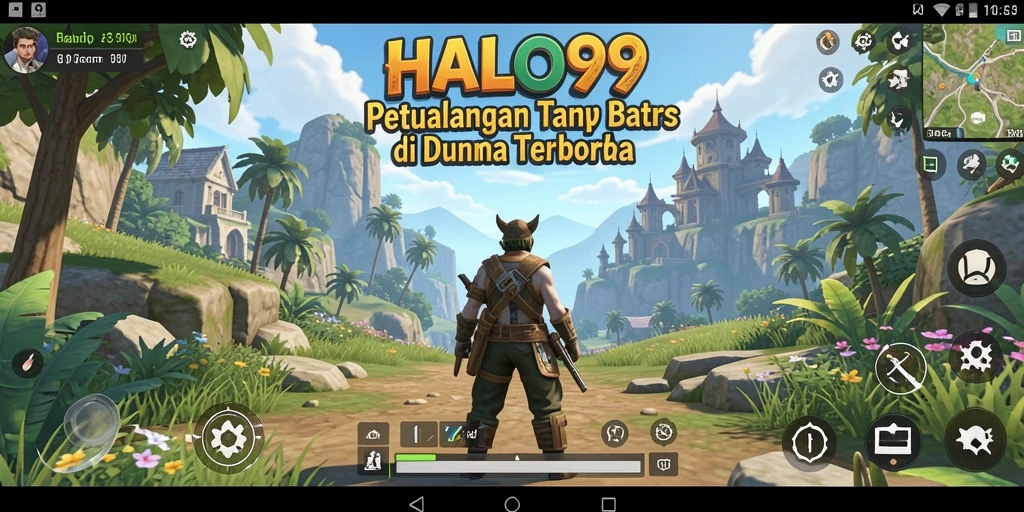Gameplay HALO99 yang menampilkan dunia terbuka yang luas dan menakjubkan.