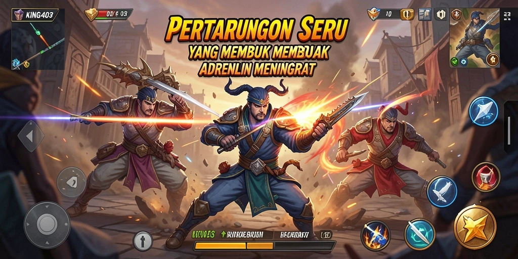 Screenshot KING403 menampilkan aksi pertarungan yang mendebarkan.