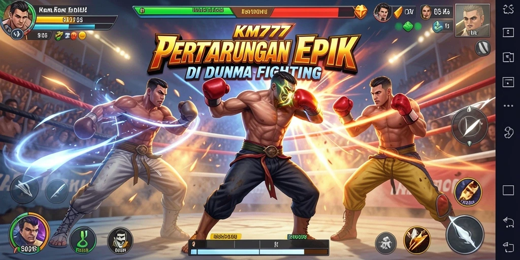 Gameplay KM777 yang intens dan penuh aksi pertarungan.