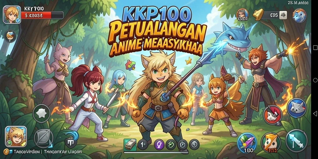 Tangkapan layar gameplay KPK100 menampilkan aksi mendebarkan karakter Anime.
