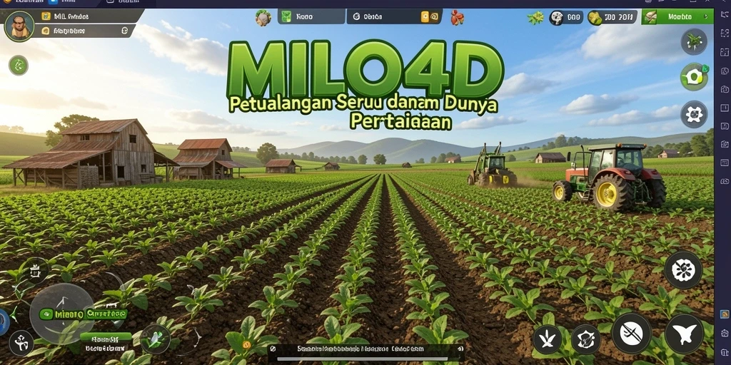 Screenshot utama MILO4D menampilkan aktivitas seru dalam permainan pertanian.