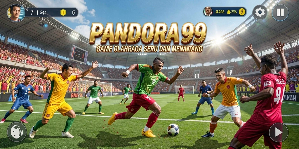 Screenshot dari gameplay PANDORA99 menampilkan pertandingan olahraga yang seru.