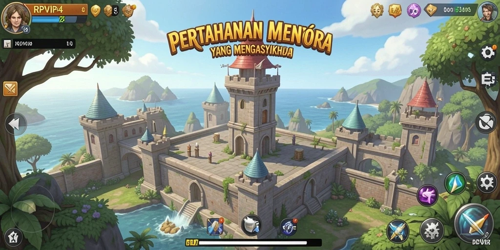Tangkapan layar RPVIP4 menampilkan aksi menaranya dalam bertahan dari serangan musuh.