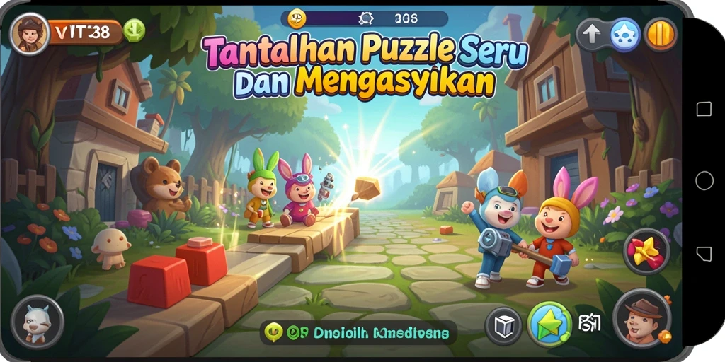 Tampilan gameplay VT38 yang penuh teka-teki menantang.