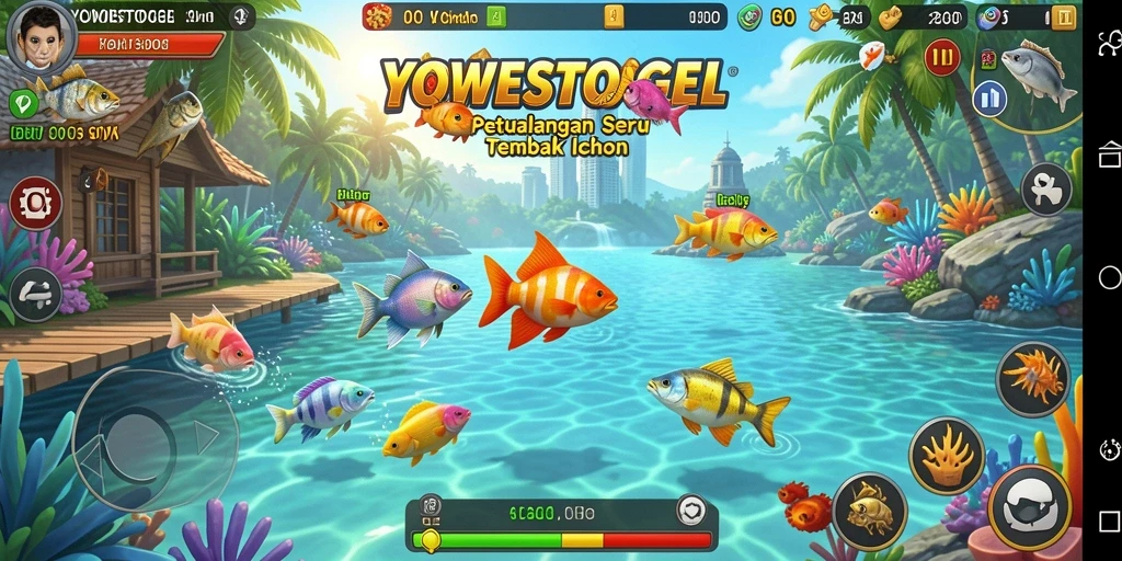 Tampilan gameplay YOWESTOGEL menembak ikan dengan grafis yang memukau.